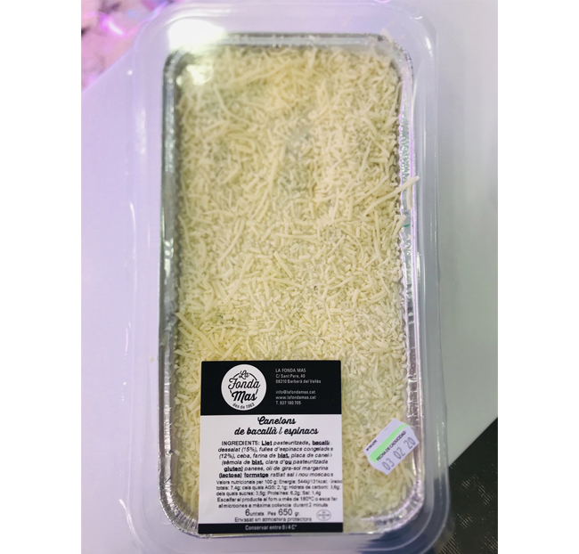 Canelones de bacalao y espinacas (6u.) - Assumpta Fontseca