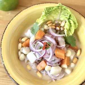 Ceviche peruano de corvina salvaje