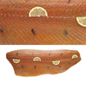 Salmón ahumado precortado, marinado con eneldo y trufa (100gr)