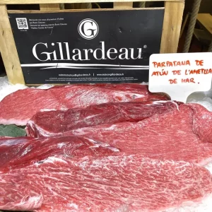 Parpatana de atún fresco capturado en el Mediterráneo en l’Ametlla de Mar, corte jugoso y meloso ideal para suquet