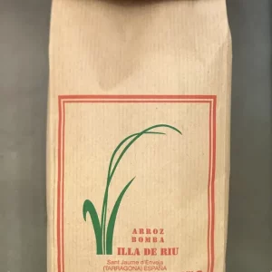 Paquete de 1kg de arroz bomba Illa de Riu calidad extra.